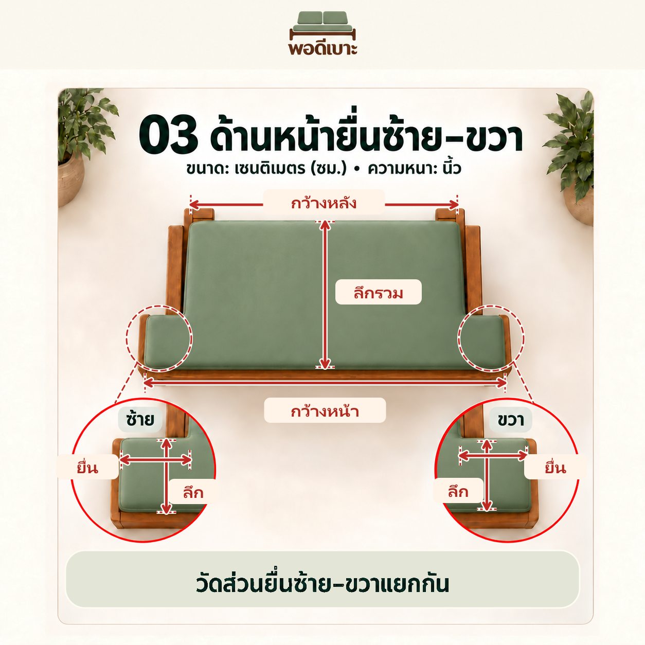03 วิธีวัดด้านหน้ายื่นซ้าย–ขวา